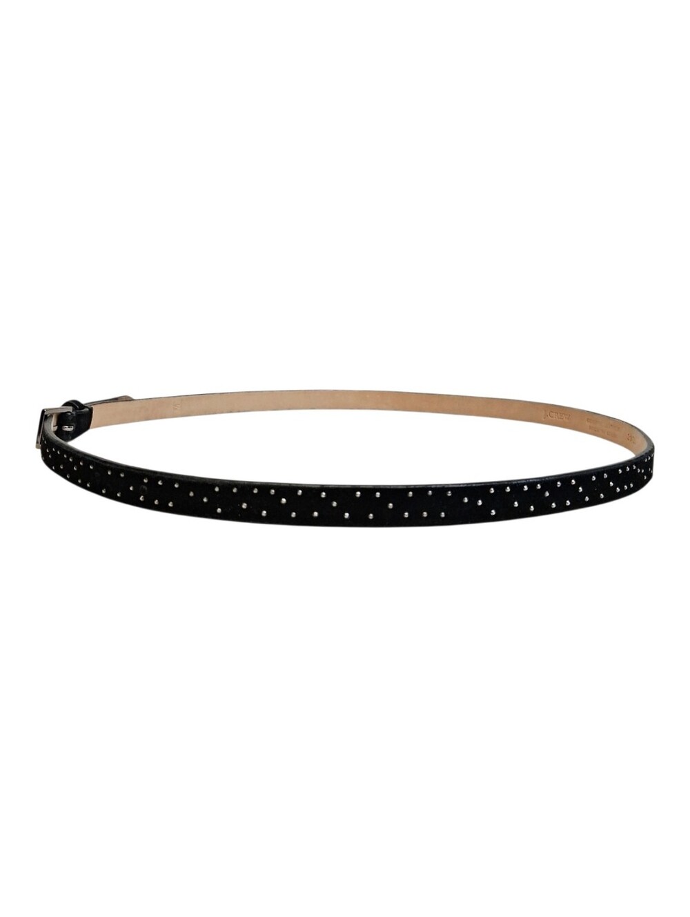 TWO J Crew Women's Olive Green Patent & Suede With Silver Studs Leather Belts M - Picture 8 of 11
